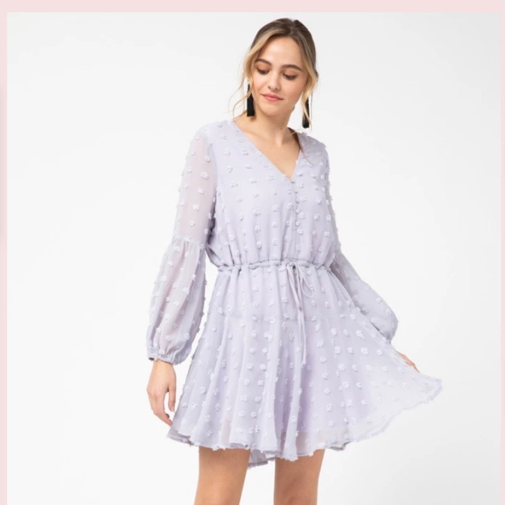 Avenue Hill Dotted Swiss V-Neck Dress